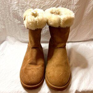 NEW WOMEN'S OLD NAVY CHESNUT FASHION ZIP BOOTS SIZE 9 FAUX FUR